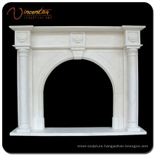 Custom Natural Stone Marble Column Fireplace / Fireplace Mantel